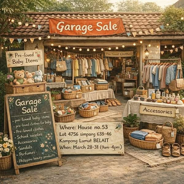 Ada garage sale di lumut siapa mau beli boleh singgah lumut