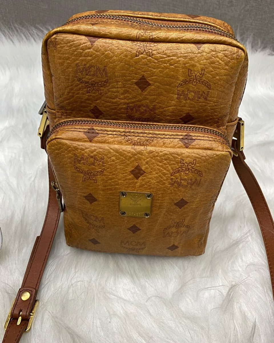 MCM Amazon Sling Bag Cognac Visetos