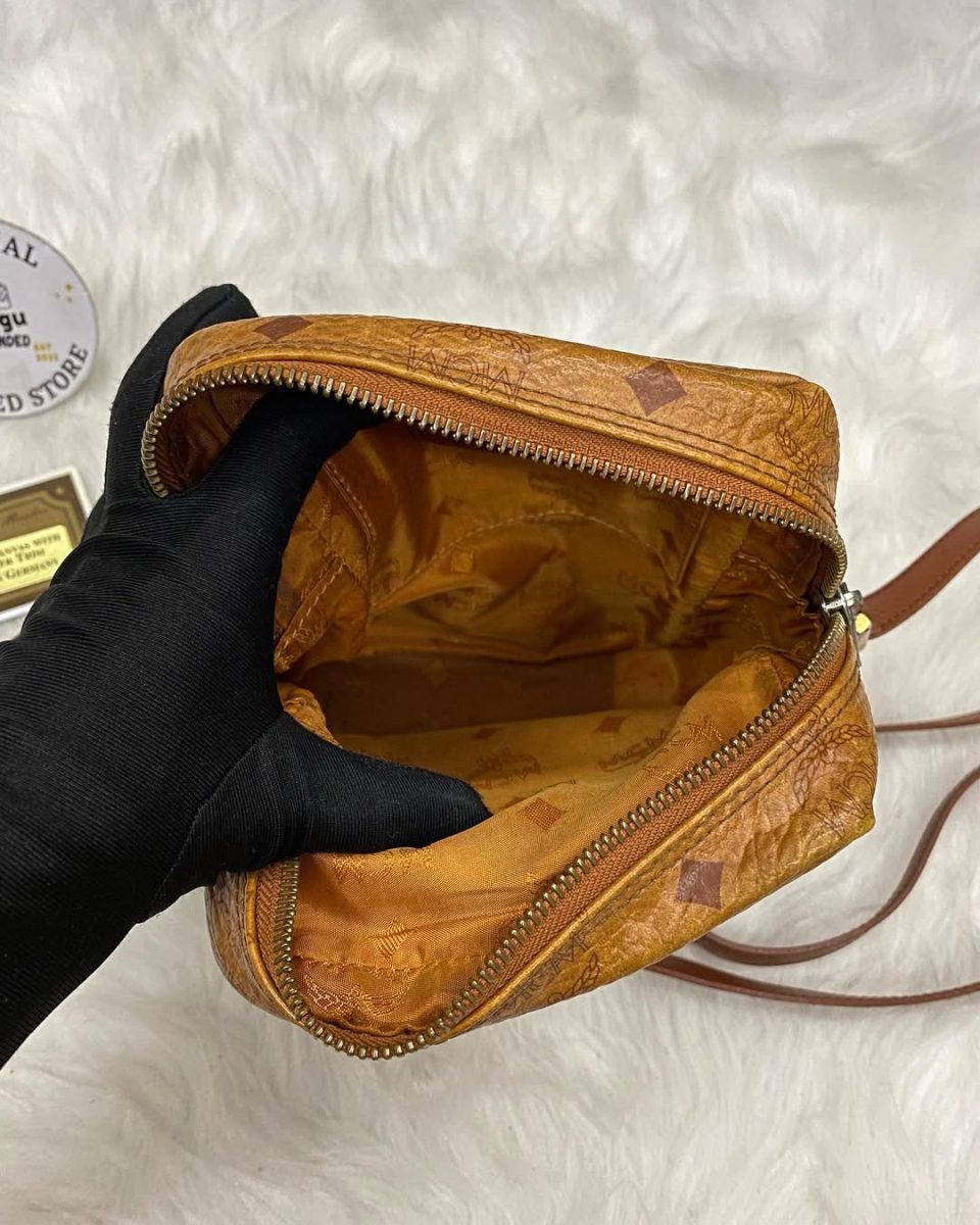 MCM Amazon Sling Bag Cognac Visetos