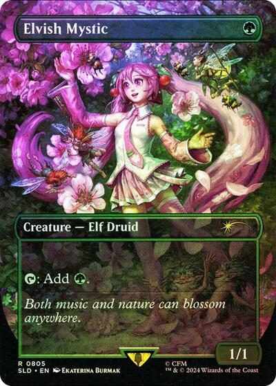 Hatsune Miku Elvish Mystic (0805) (Rainbow Foil) - MTG Magic the Gathering TCG Card