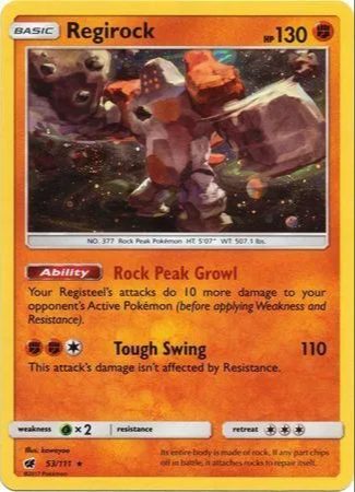 Regirock 53/111 Cosmos Holo Sun & Moon Promo Pokemon TCG
