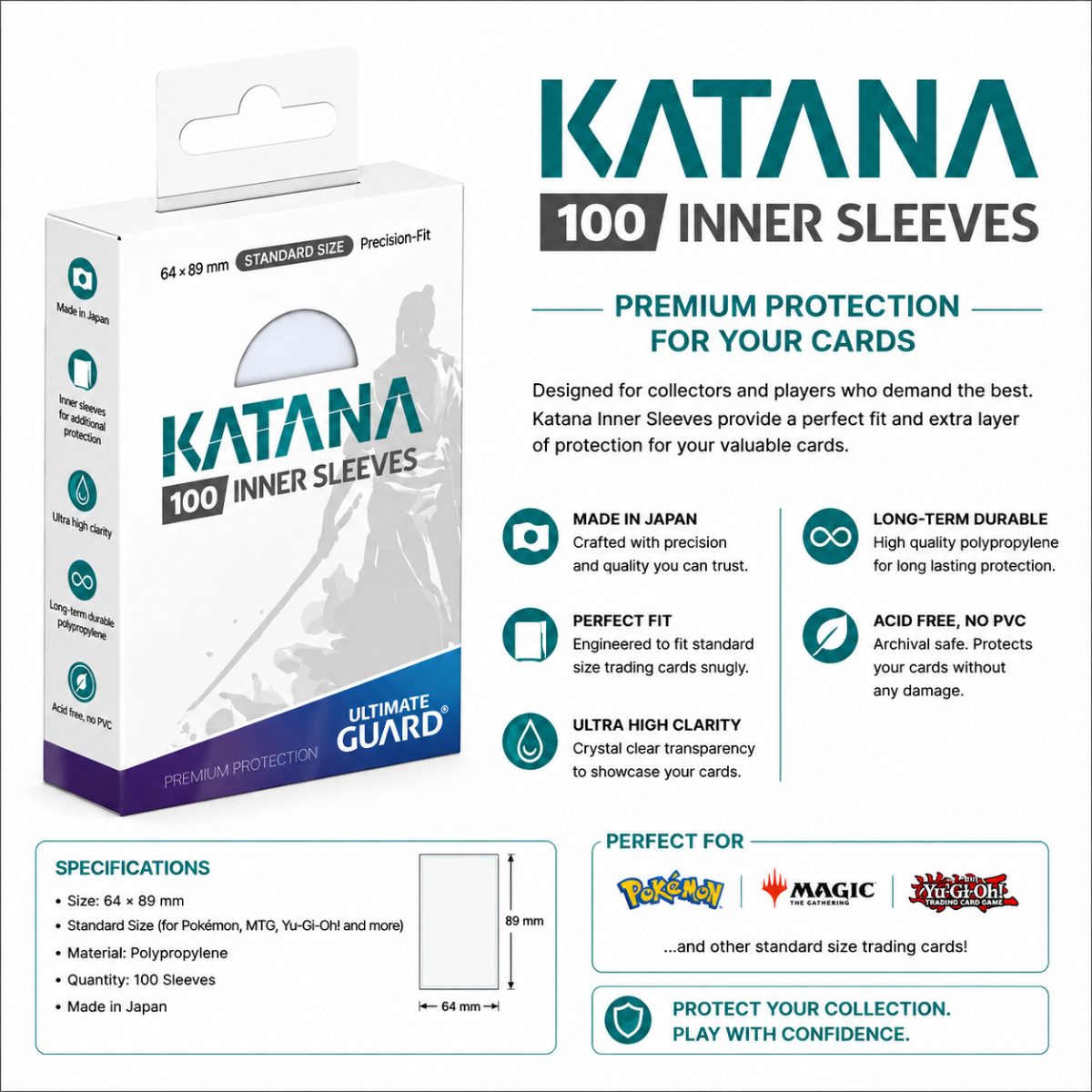 Ultimate Guard Katana Inner Sleeves Clear 100 pcs