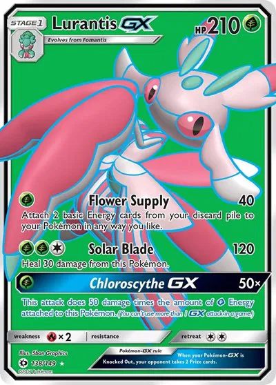 Lurantis GX 138/149 Ultra Rare Holofoil Full Art Sun & Moon Bae Set Pokemon Trading Card Game TCG