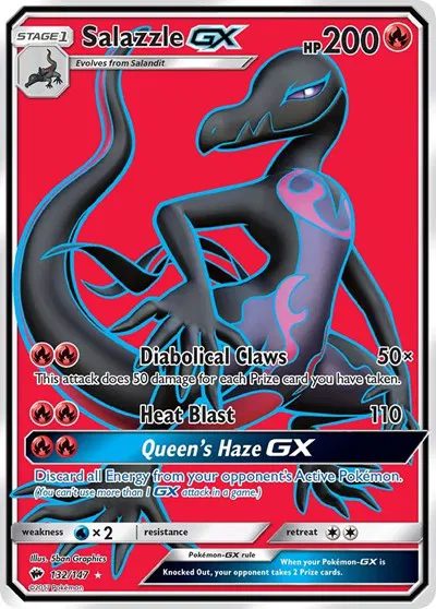 Salazzle GX 132/147 Ultra Rare Holofoil Full Art Burning Shadows Pokemon Trading Card Game TCG